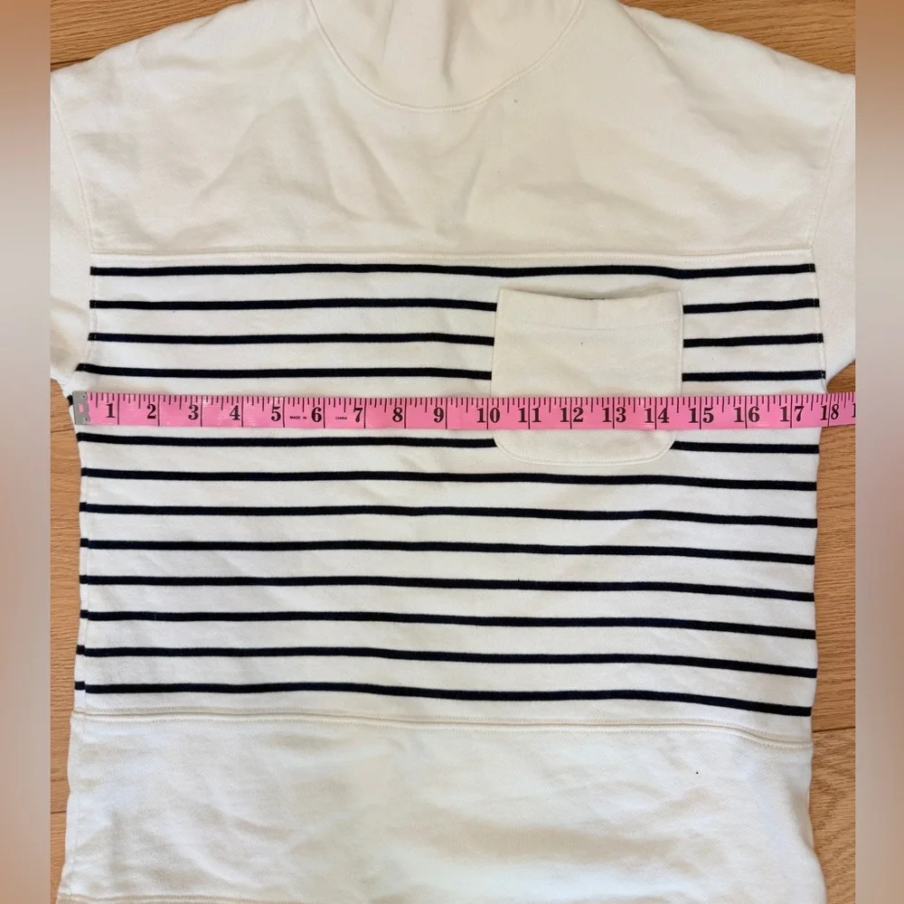 Madewell (Re)Sourced Cotton Striped Mock Neck Pocket Sweatshirt XXS White Black